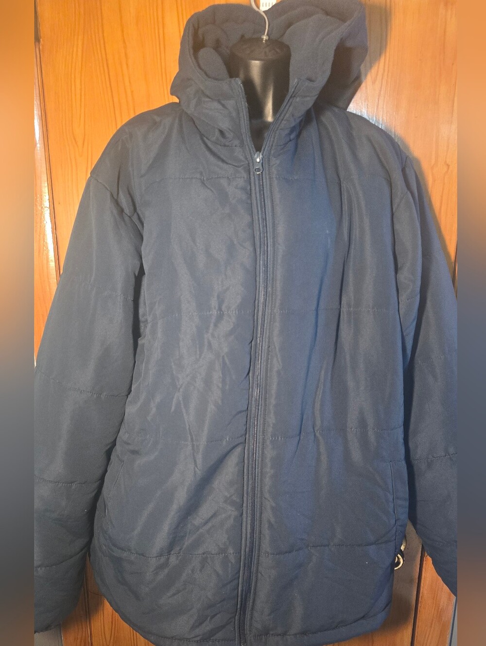 Navy Puffer Jacket with Hood